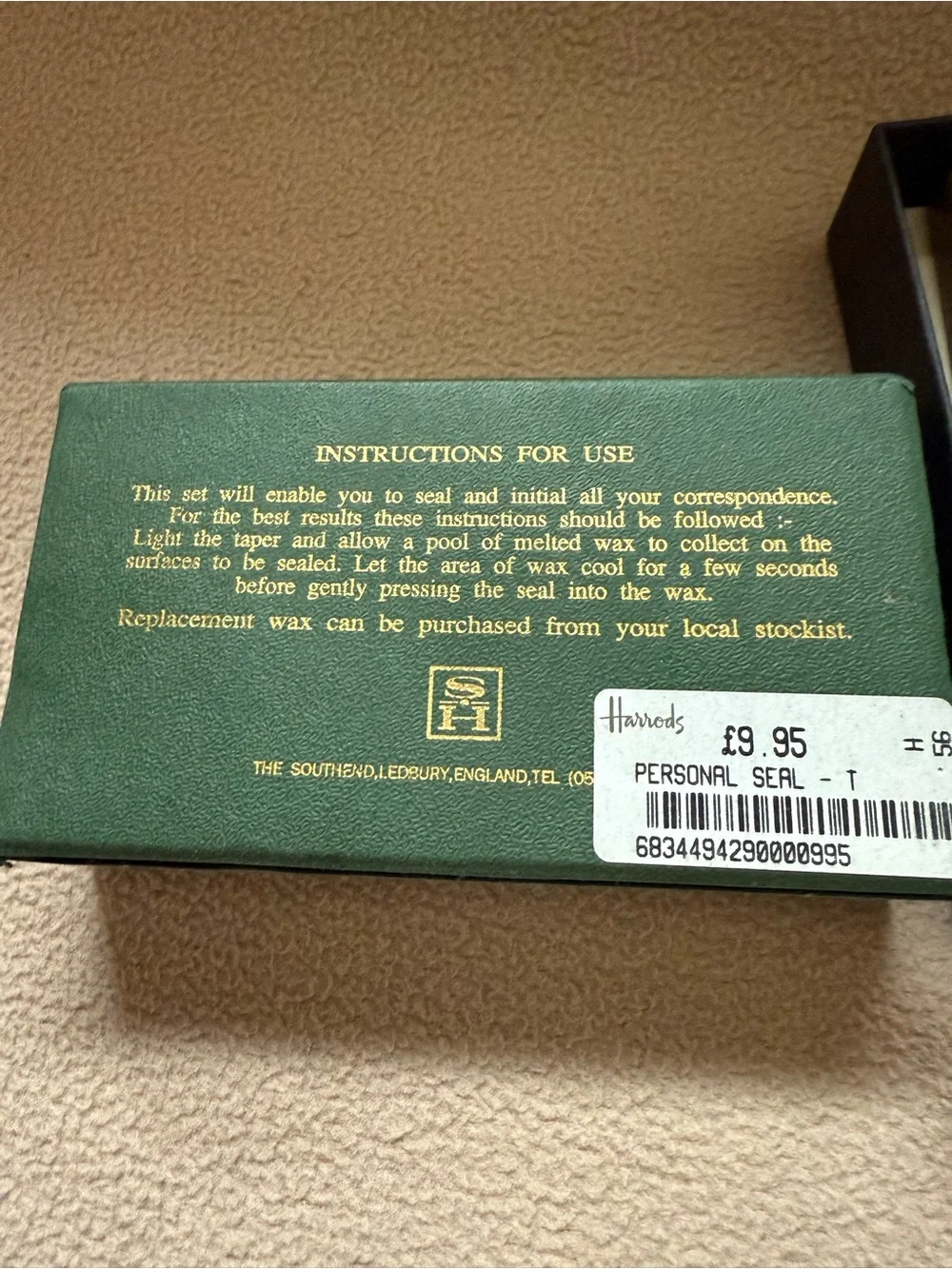 Vintage 1995 Harrods Letter T Monogram Wax Seal Set Boxed